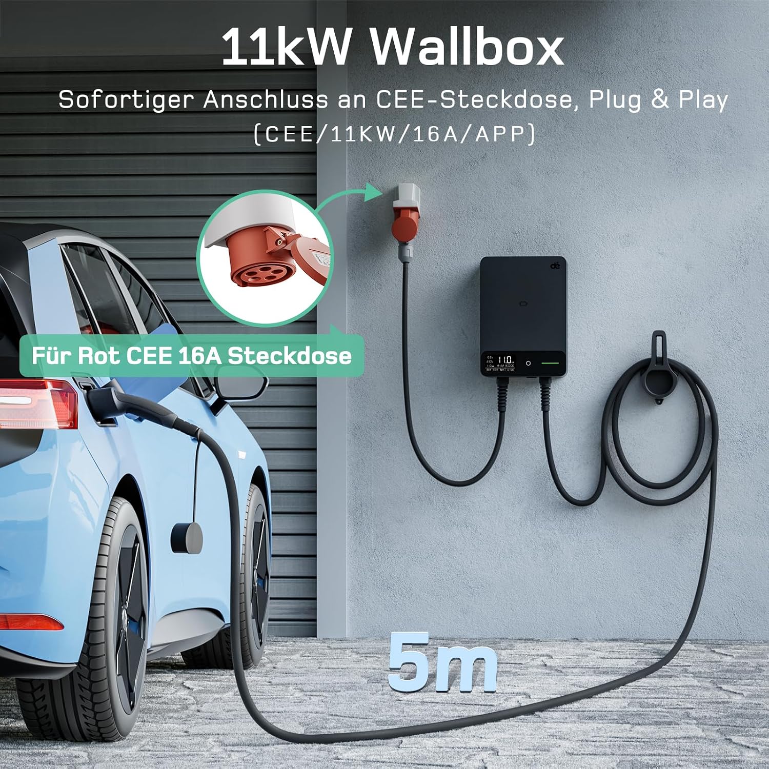 Thumbnail 1 de dé 11kW Wallbox Typ 2 5m Ladegerät