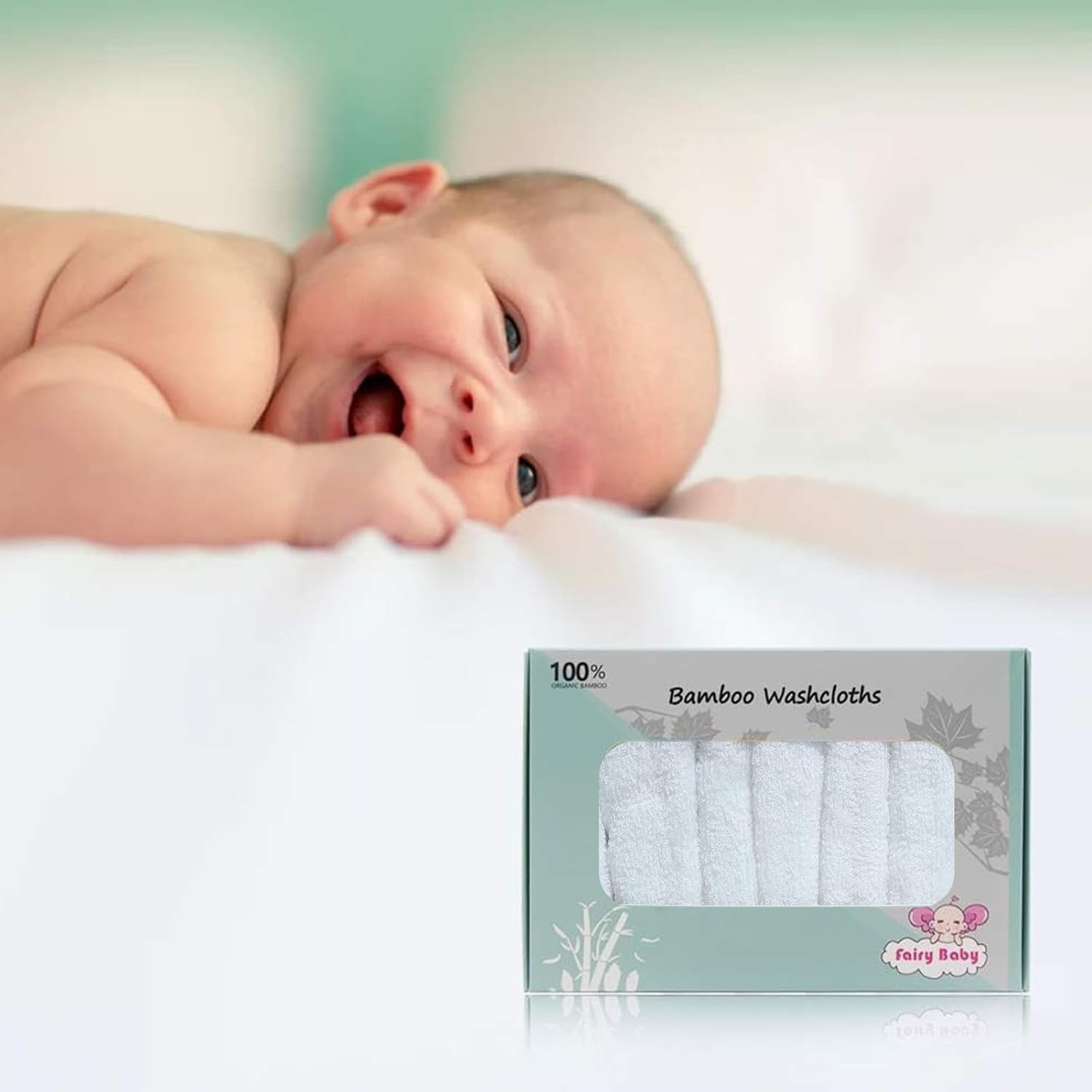 Detalle de Baby washcloths 8 pack bamboo 10×10 inch