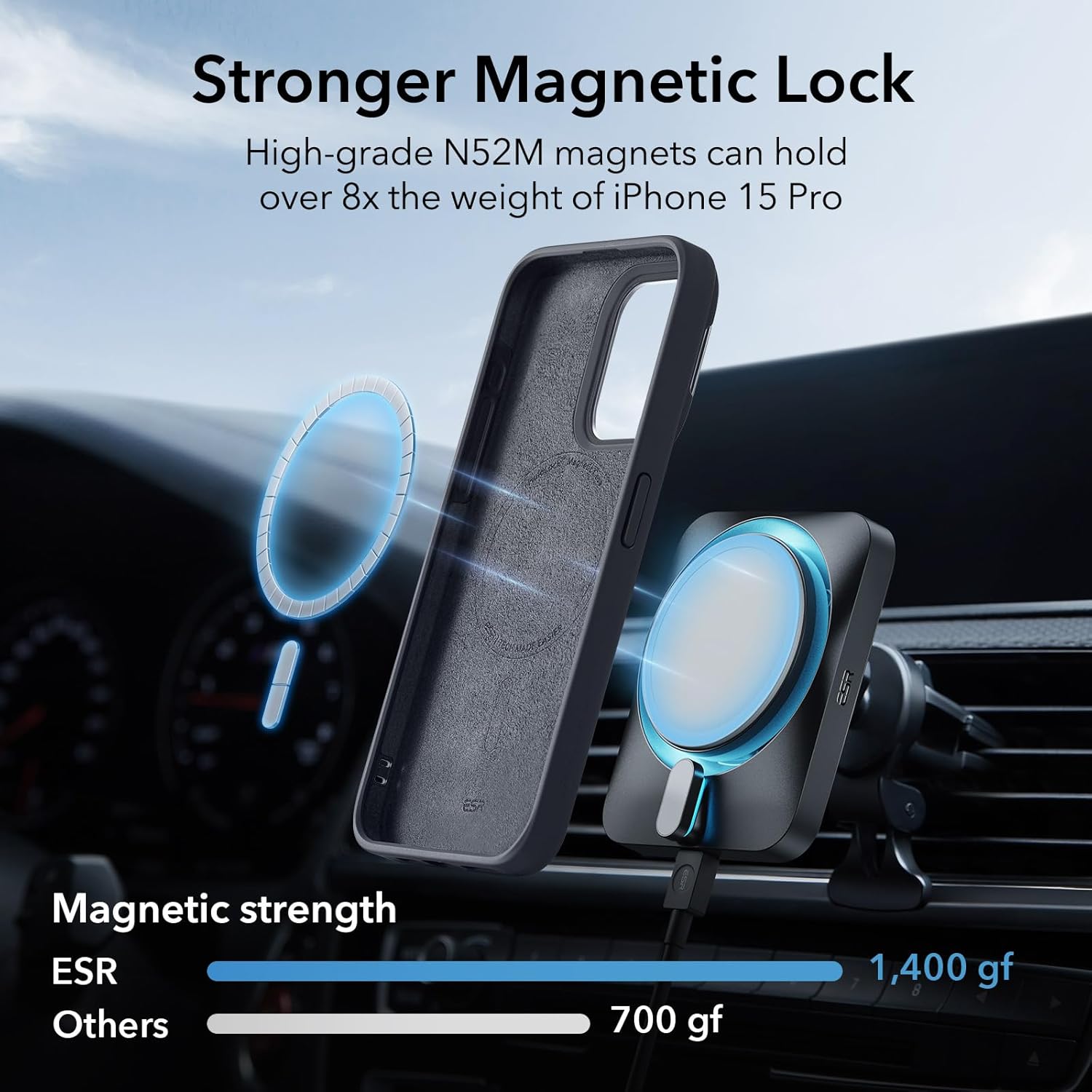 Thumbnail 3 de ESR MagSafe Silicone Case with Stand for iPhone 15 Pro (Cloud Series)