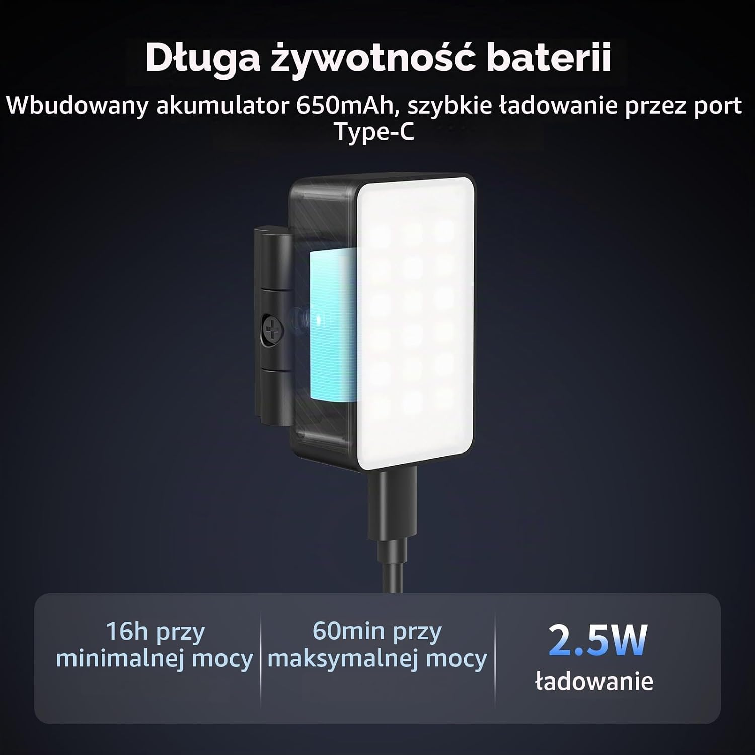 Detalle de SMALLRIG 5733 – dwukolorowa lampa LED do DJI Osmo Pocket 4/3, CCT 2700–6500 K