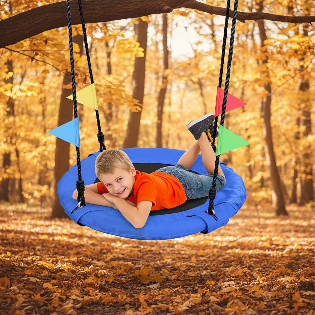 Thumbnail 6 de Odoland 24" Kid Tree Swing – 360° Saucer Swing with Adjustable Ropes (900D Oxford) for Backyard Fun