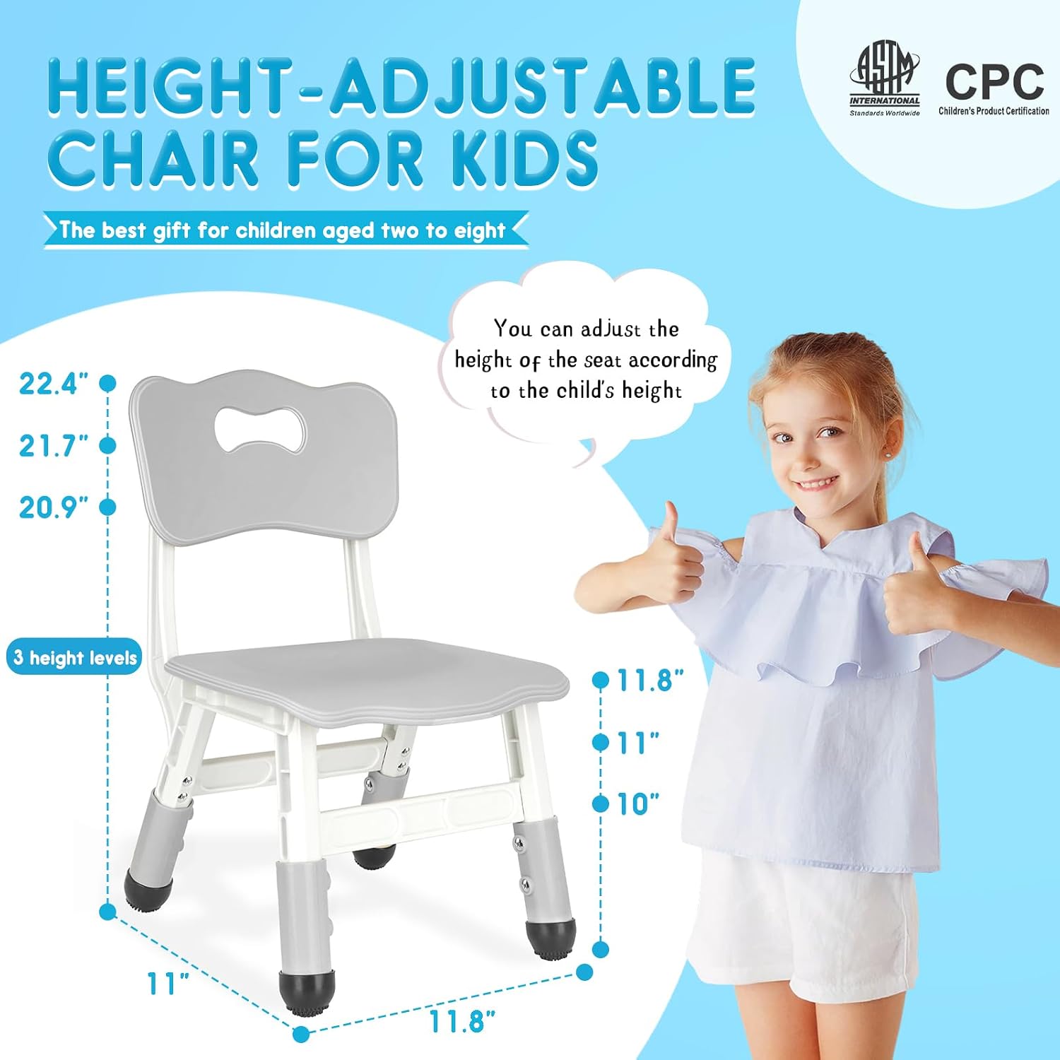 Detalle de JIAOQIU Adjustable Kids Chair, 220-lb Capacity