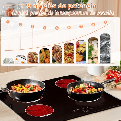 Detalle de TOPWISH placa vitrocerámica 4 fuegos de 60 cm: análisis práctico para decidir