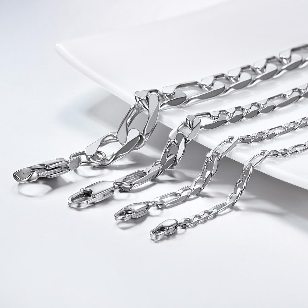Thumbnail 2 de PROSTEEL Collana Catena Semplice da Uomo a Modello Maglia Figaro 3+1 in Acciaio Inox 316L - 4/6/9/13 mm, Oro o Argento, Confezione Regalo