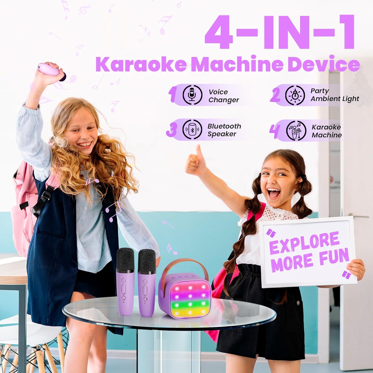 Thumbnail 1 de Wowstar Karaoke Maschine 2 Mikrofone Bluetooth 🎤