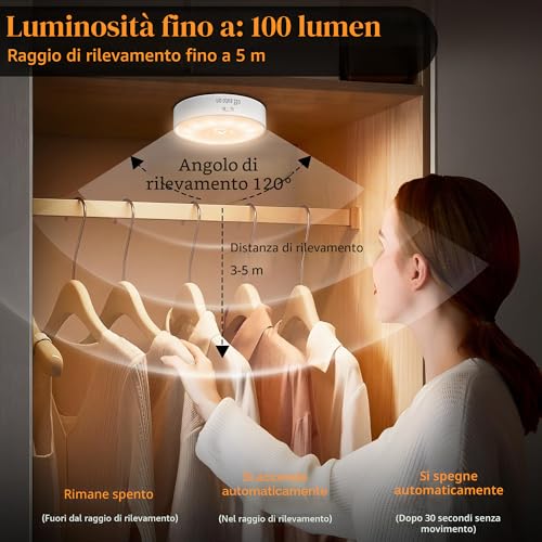 Thumbnail 3 de Luci wireless con sensore di movimento daphomeu — confezione da 6 LED ricaricabili USB per interni