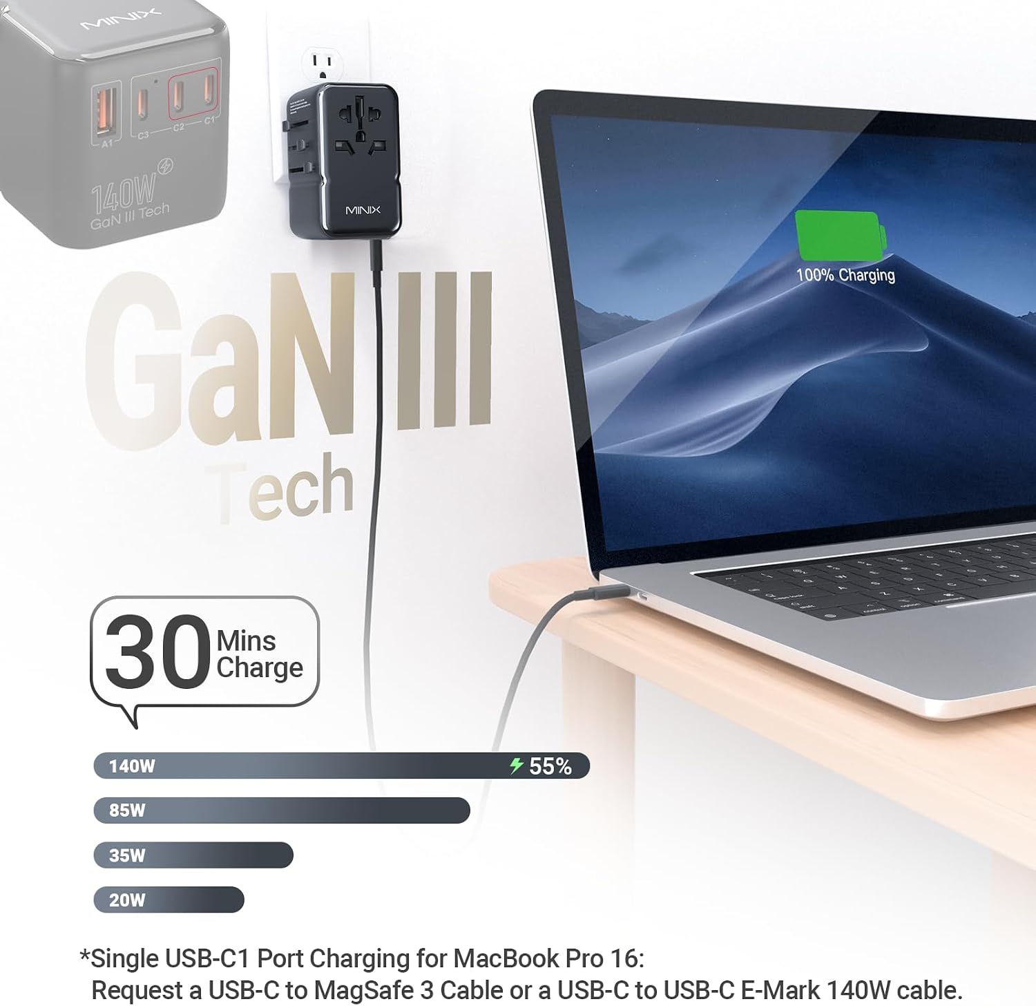 Detalle 2 de MINIX Universal Travel Adapter 140W