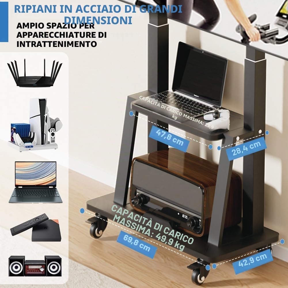 Detalle de Duiliuu Porta TV da Terra con Ruote: supporto mobile 32–75 pollici, robusto e regolabile