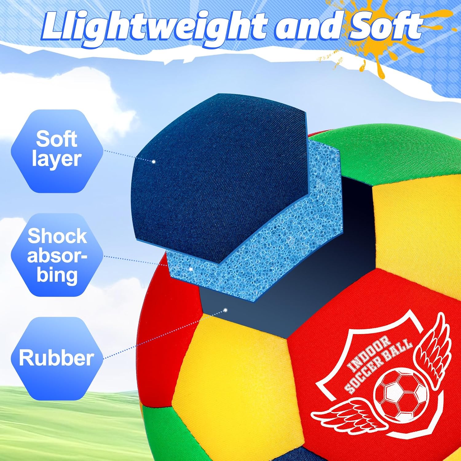 Detalle de HopeRock IB001-1 Indoor Soccer Ball, Size 4 Soft Foam for Kids