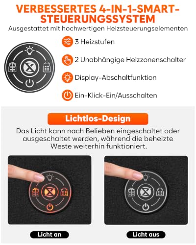 Detalle 2 de Heizweste Fleece Damen mit 16000mAh Akku von XINSONYUELL – Leichte beheizbare Weste
