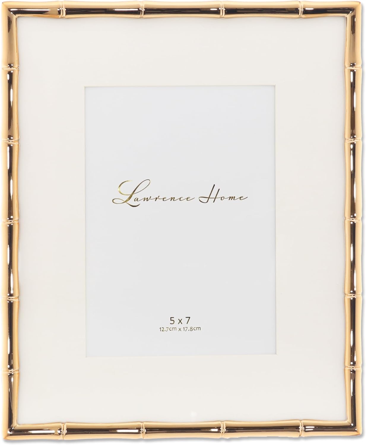 Lawrence Frames Bamboo Design Metal Frame, 8x10 with 5x7 Mat (Gold)