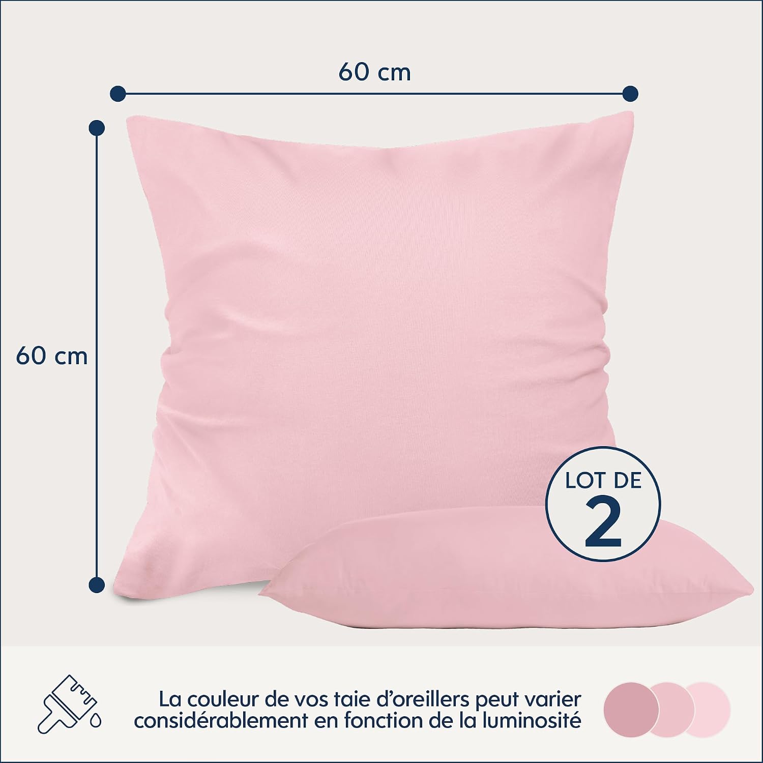 Detalle 2 de Dreamzie Taie Oreiller 60x60 Lot de 2