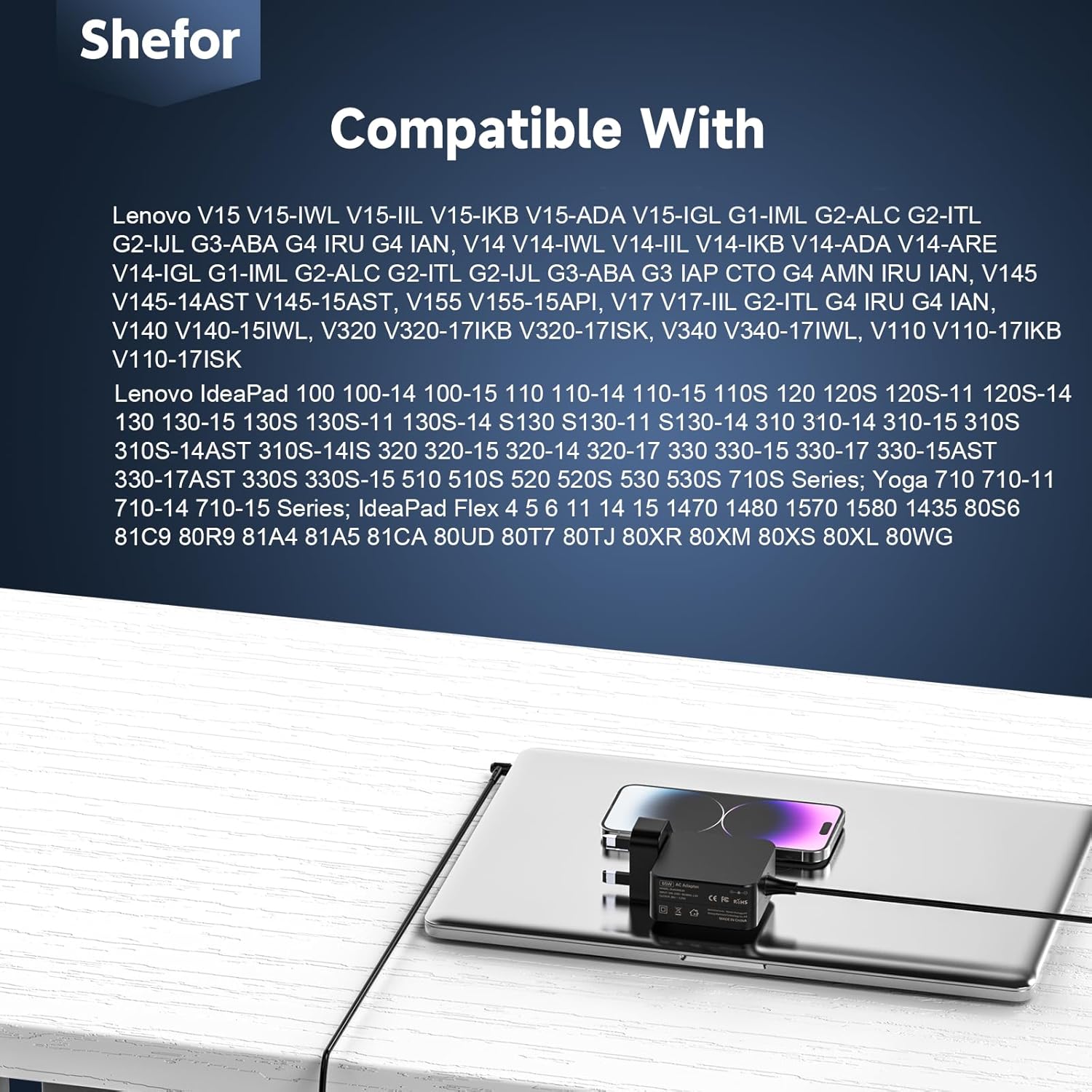 Thumbnail 3 de 45W Lenovo IdeaPad laptop charger (Non-Original) with 4.0 x 1.7mm connector