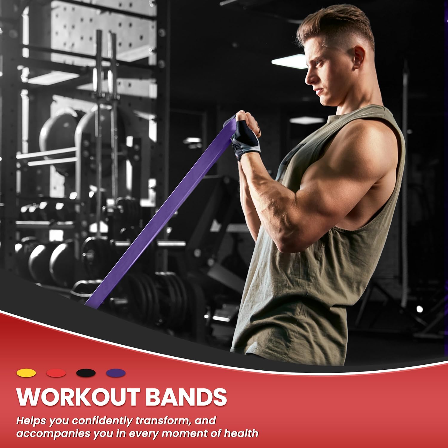 Thumbnail 6 de Aouplry resistance bands set with door anchor (unisex) for strength, shaping and rehab
