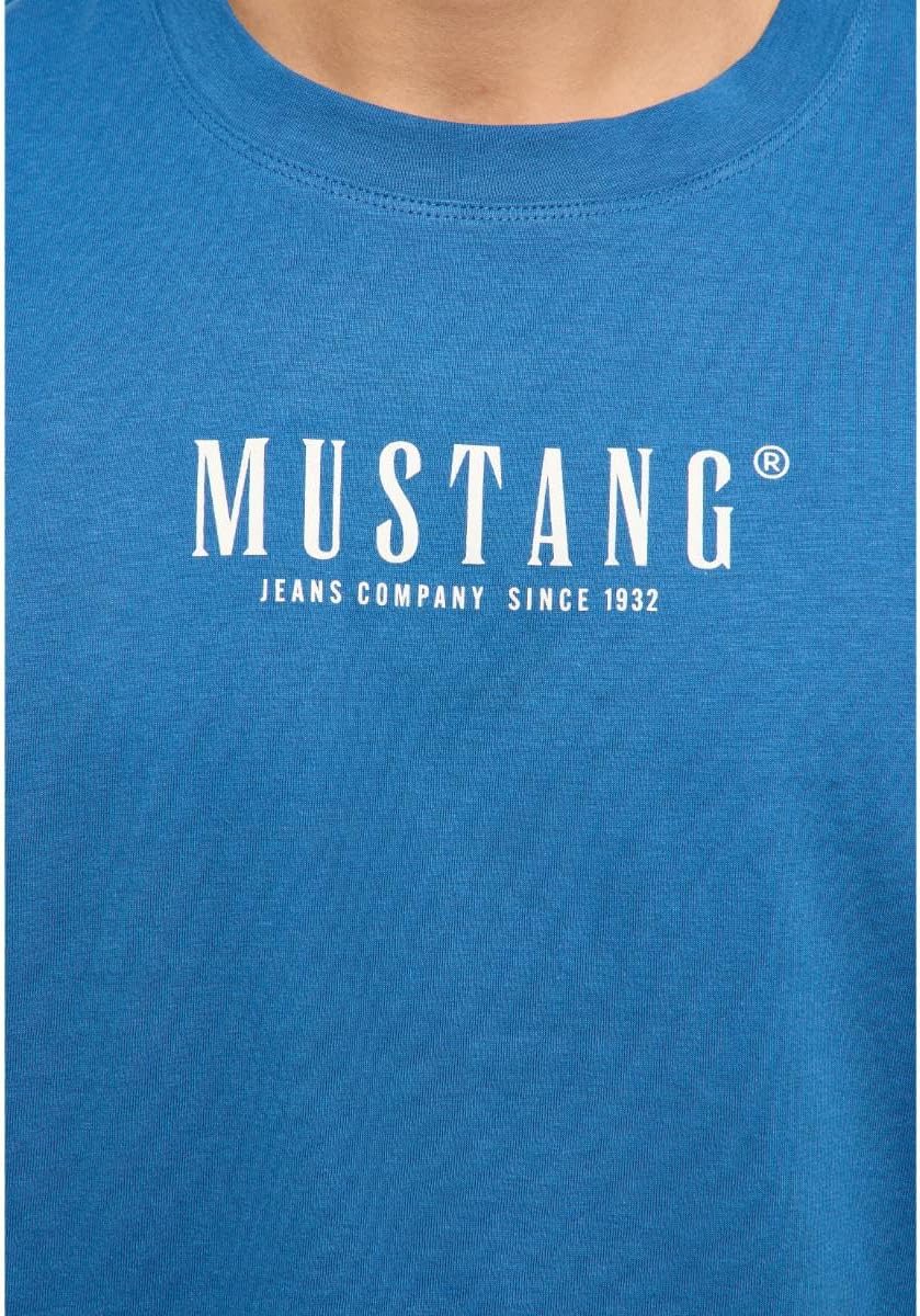Detalle de Mustang Herren Style Austin T-Shirt – Lässiger Schnitt, Bio-Baumwolle, Rundhalsausschnitt