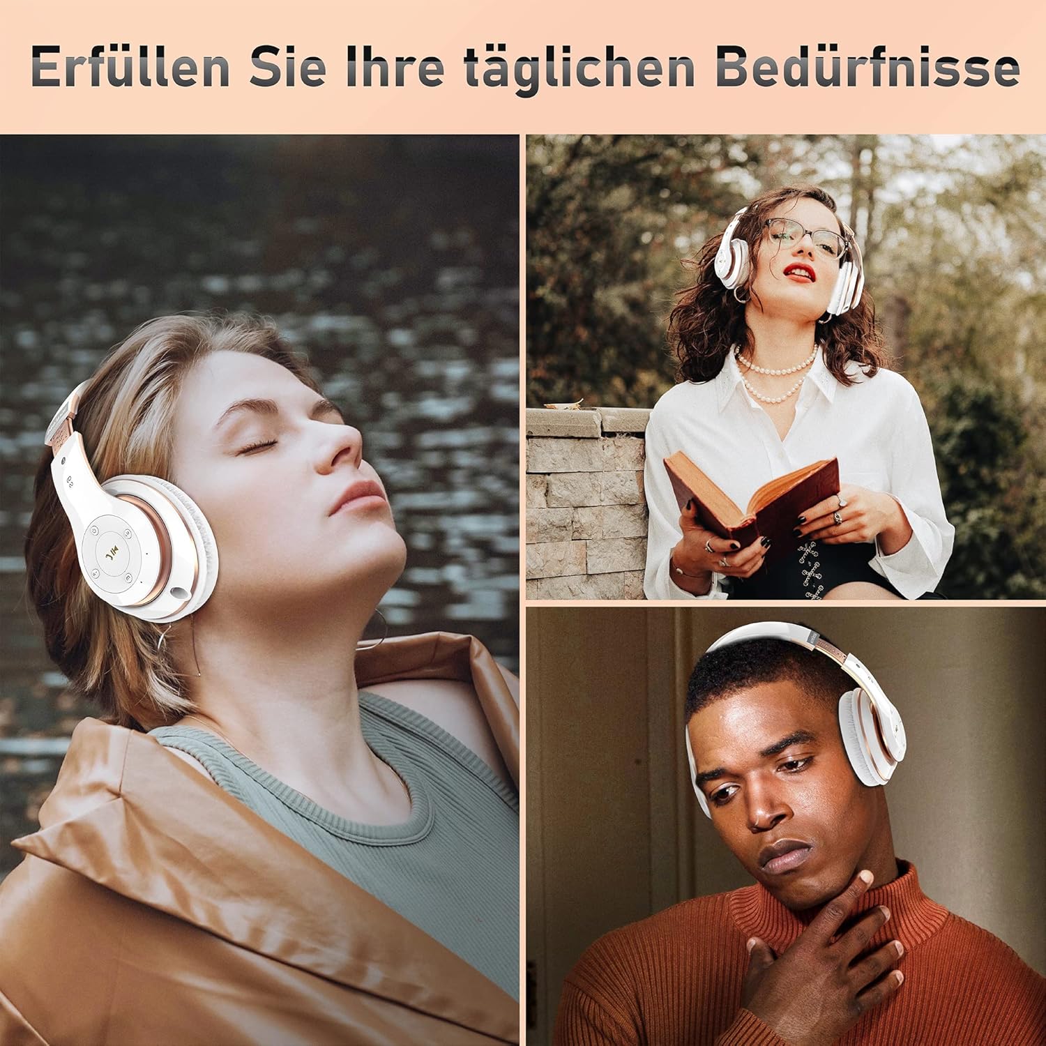 Thumbnail 5 de Lankey Sound Kopfhörer Kabellos mit 6 EQ Modi, Bluetooth 5.3, 65 Std. Akku, HD-Mikrofon, FM und SD/TF – Over‑Ear für Outdoor/Reise/Studium