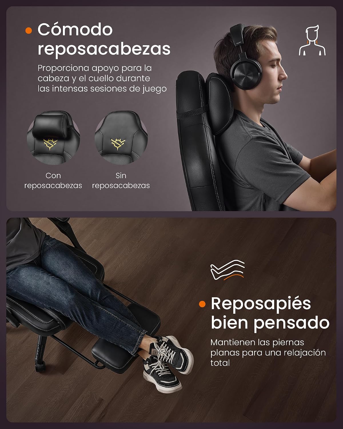 Thumbnail 4 de SONGMICS HOME Silla Racing ergonómica con reposapiés