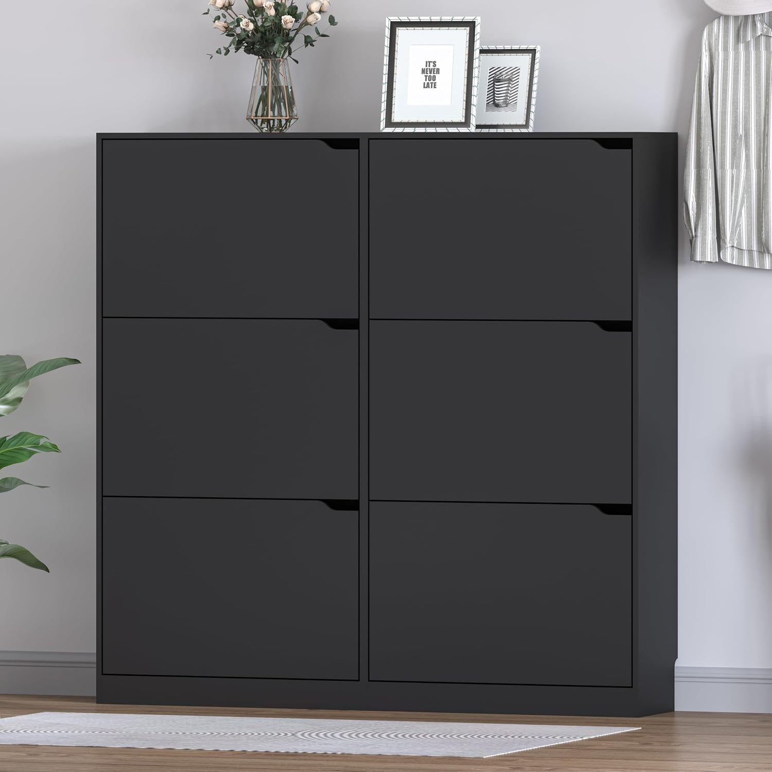 Detalle de BORNOON 6-Drawer Shoe Cabinet with Slim Freestanding Flip-Drawer Storage
