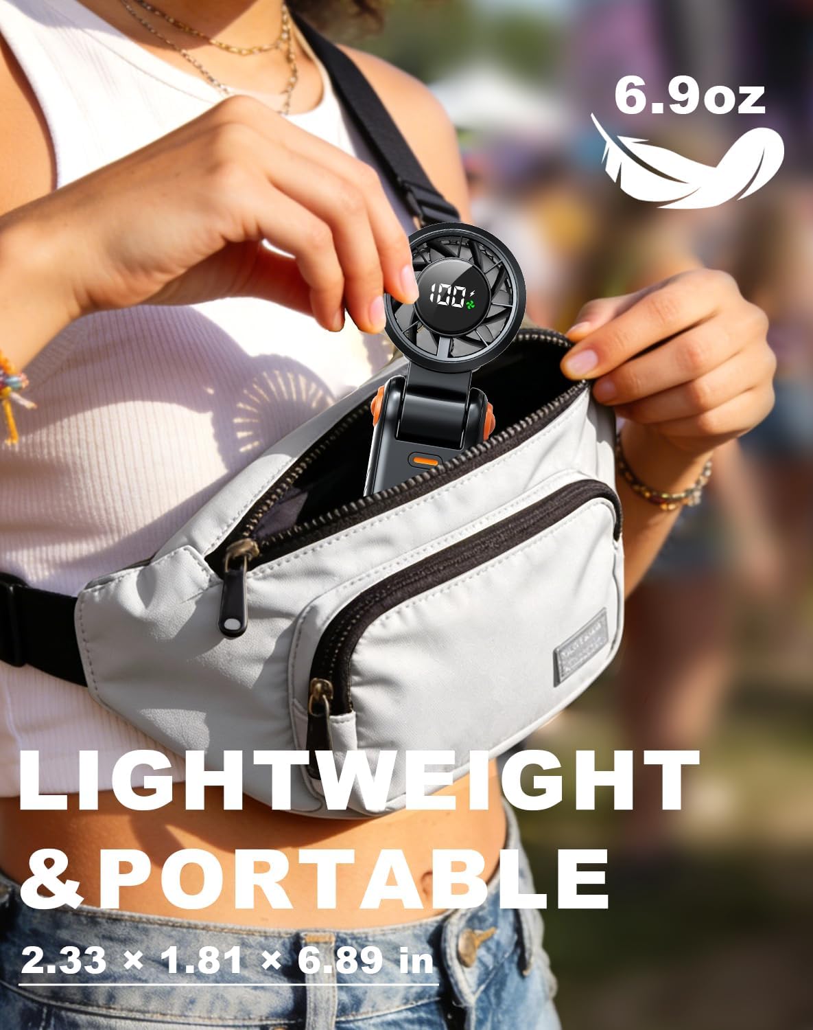 Thumbnail 4 de AUIIAH Portable Handheld Turbo Fan - 5 Speed, 3-in-1 Foldable USB-C Rechargeable Personal Fan