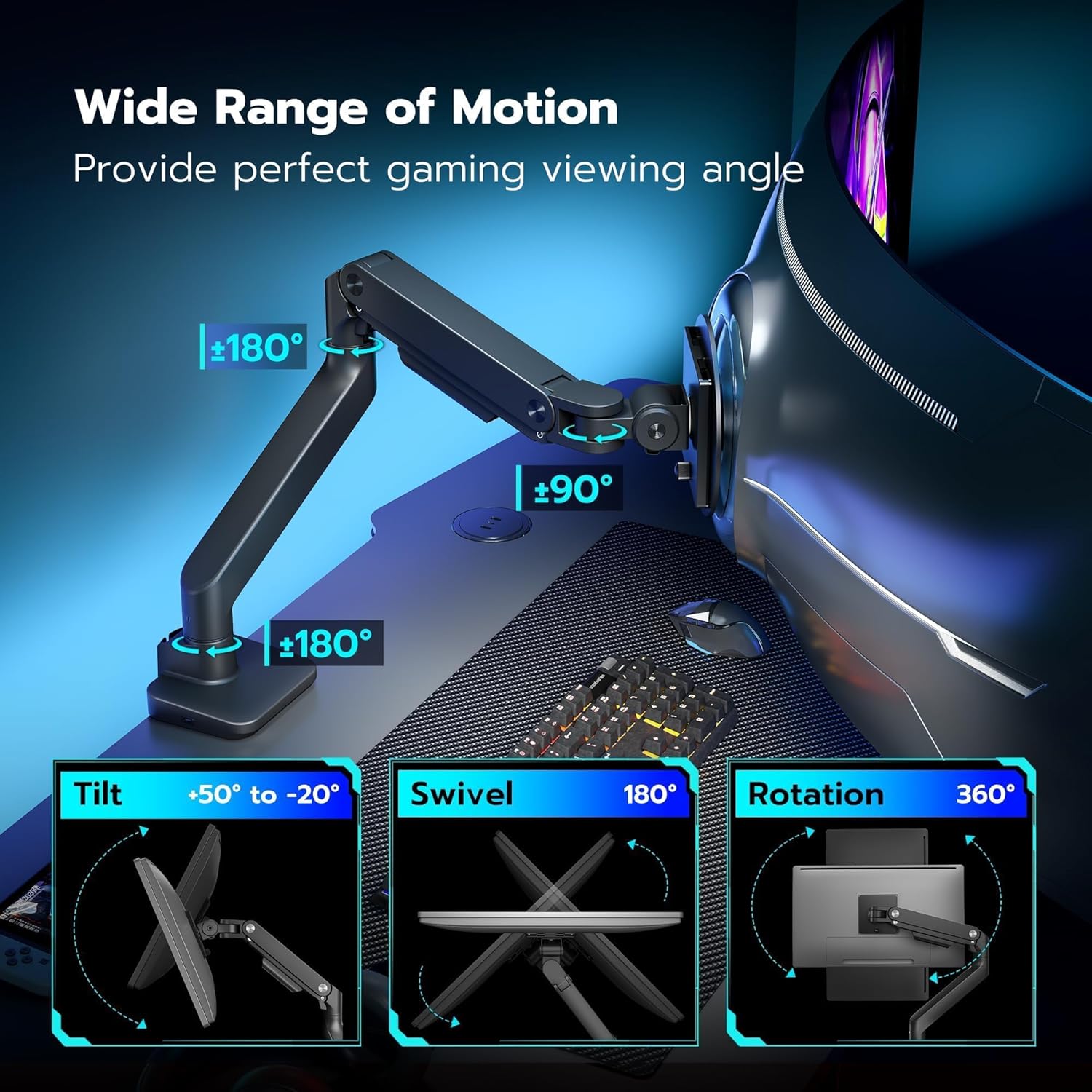 Thumbnail 3 de ARES WING Ultrawide Monitor Arm 44 lbs