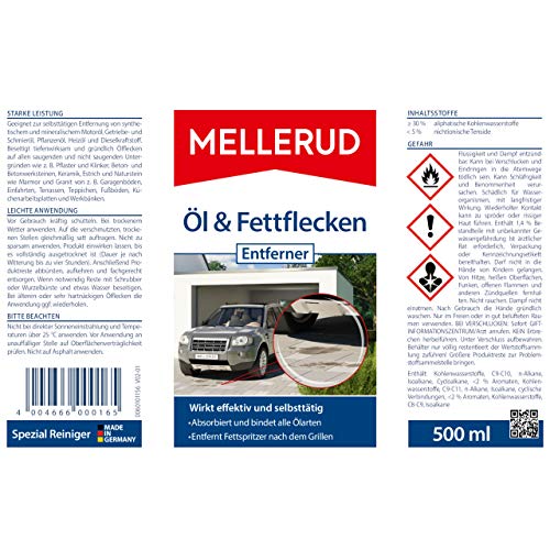 Detalle 2 de MELLERUD Öl & Fettflecken Entferner 0,5 L – Effektive Reinigung von Öl- und Fettflecken auf Innen- und Außenflächen
