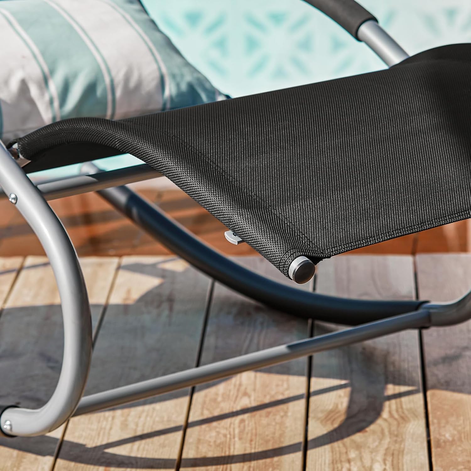 Thumbnail 6 de SoBuy Lot de 2 Chaises Longues Transat Pliable Ja… Noir – Bain de Soleil Ergonomique à Bascule Relax
