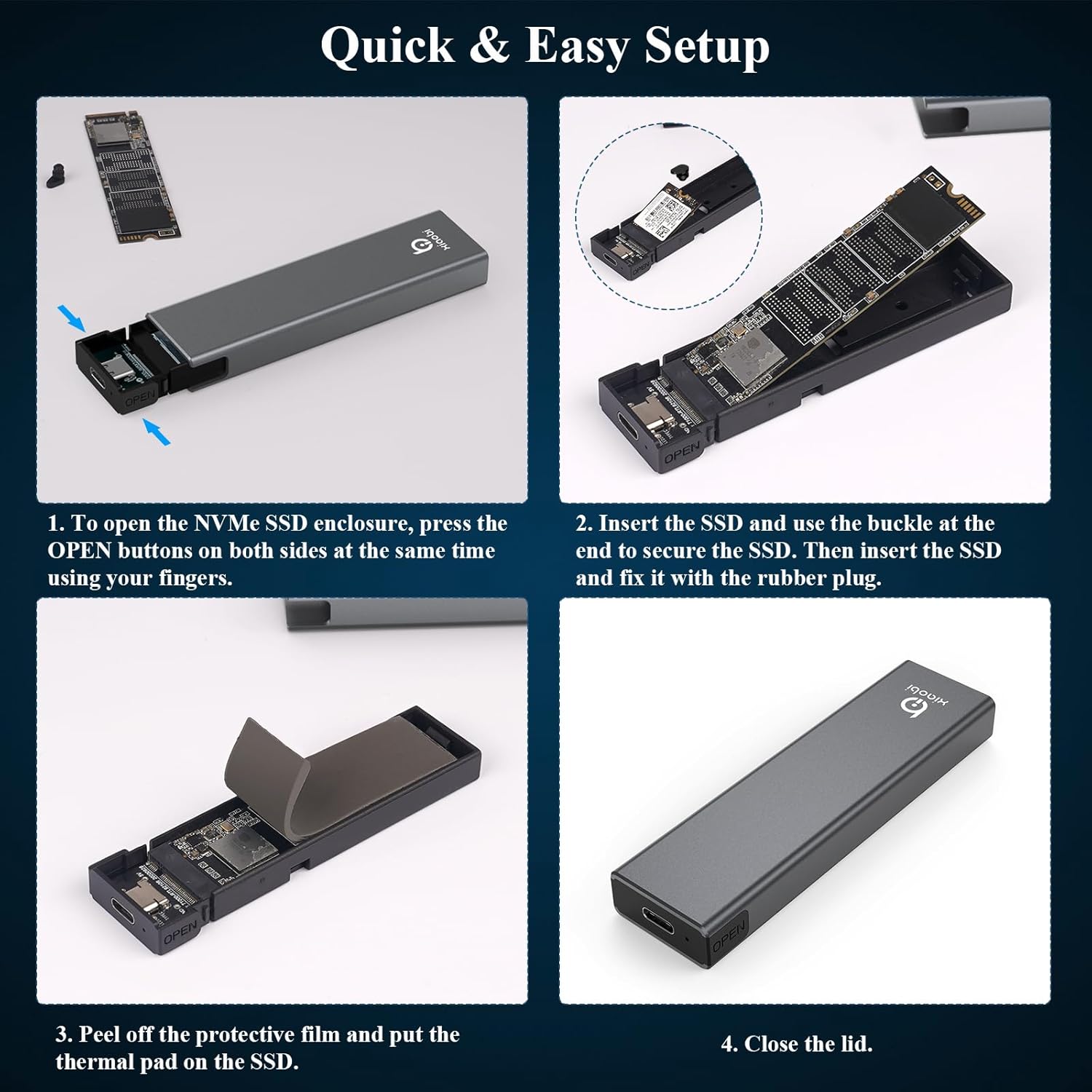 Thumbnail 3 de Xiaobi M.2 NVMe SSD Gehäuse (USB 3.2 Gen 2, 10 Gbps) für M-Key/B+M-Key NVMe