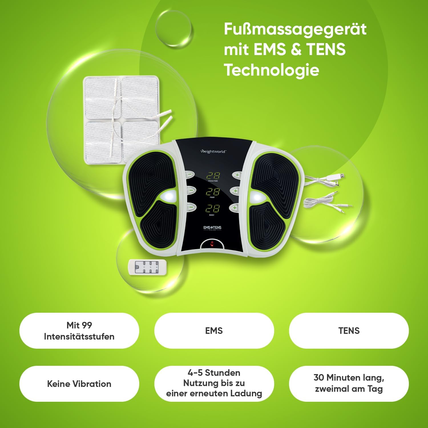Detalle 2 de WeightWorld Fußmassagegerät EMS & TENS 99 Stufen