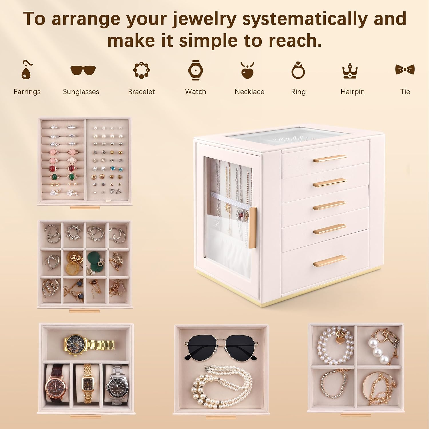 Detalle de Homeanda Large Jewellery Organiser Box for Women