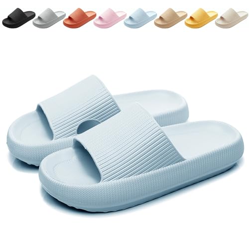 Detalle de Calish Badeschuhe Herren/Damen Cozislides Cloudyzz – rutschfeste Hausschuhe aus EVA, Blau, 36-37 EU