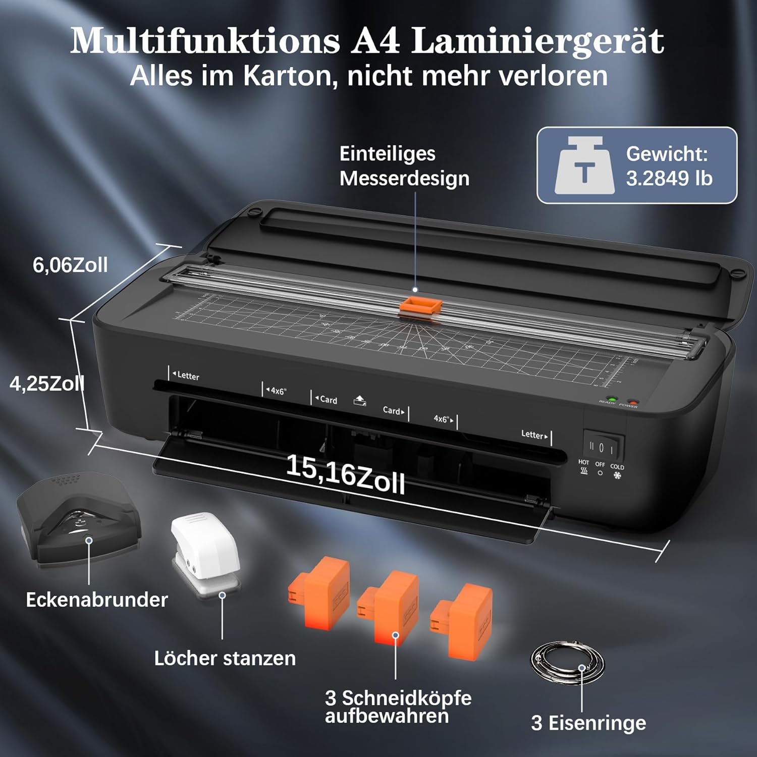 Detalle de Thermal-Laminiergerät für A4-Größe – 11-in-1 Laminiergerät mit 36 Laminierhüllen