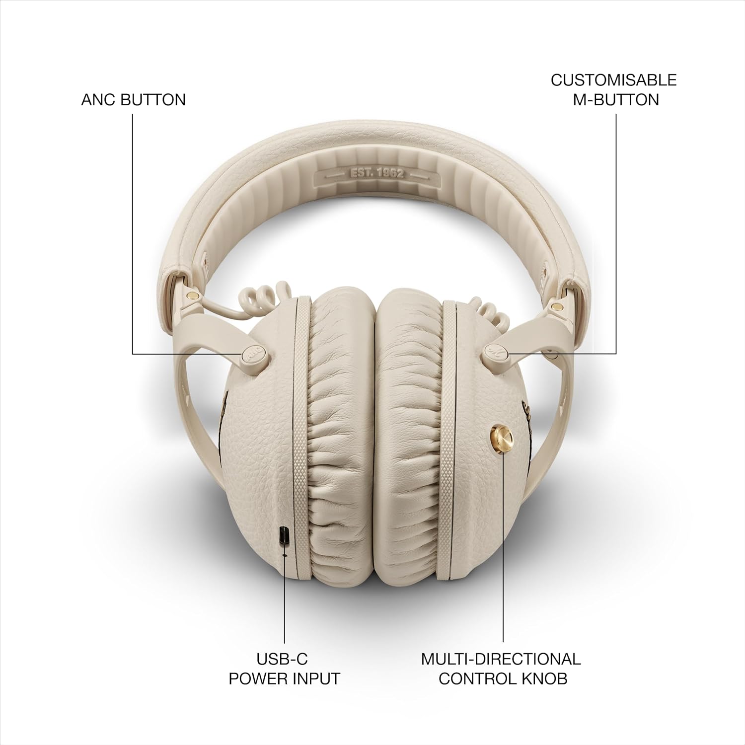 Detalle de Marshall Monitor III ANC Wireless Over-Ear Headphones (Cream)