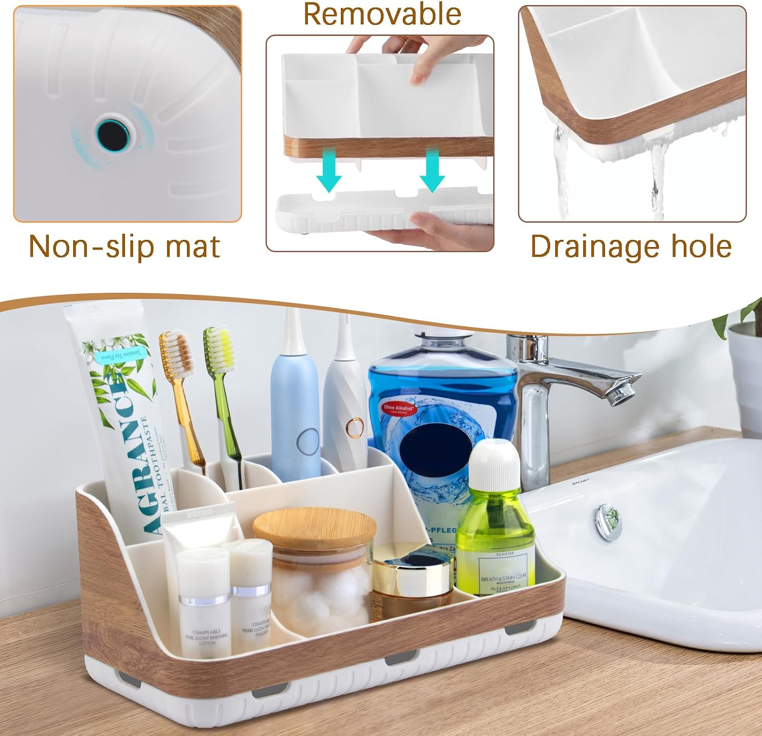 Detalle 2 de GFWARE Bathroom Organizers and Storage 7-Compartment Toothbrush Holder