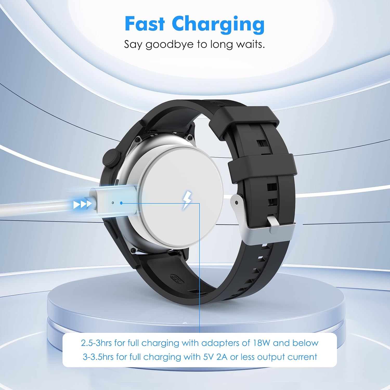 Detalle de MoKo Caricatore Magnetico Compatibile con Huawei Watch – Dock Portatile con Cavo Separato 100 cm, Bianco
