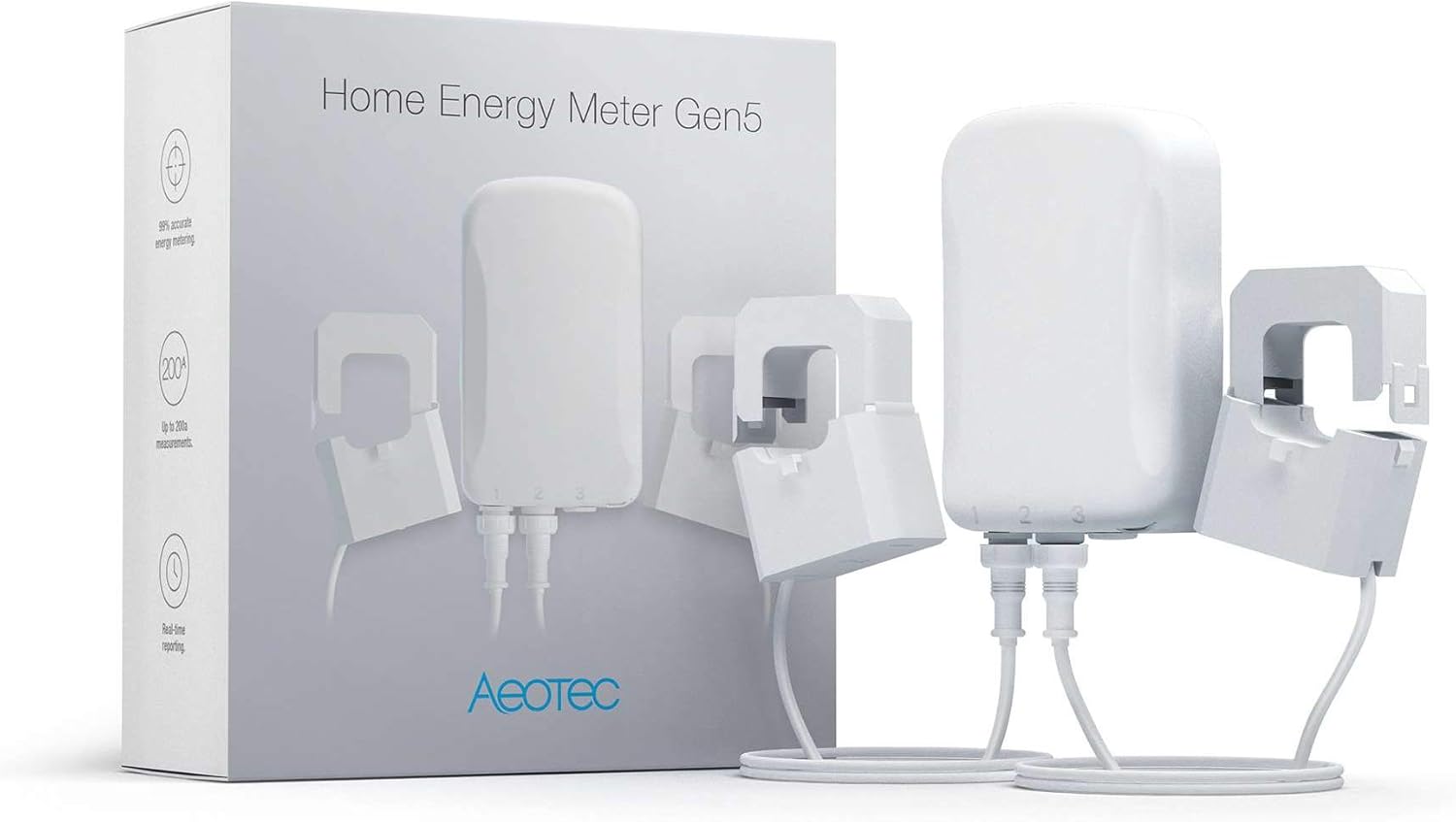 Detalle de Aeotec Home Energy Meter Gen5: monitoraggio energetico Z-Wave Plus con clamping fino a 60A