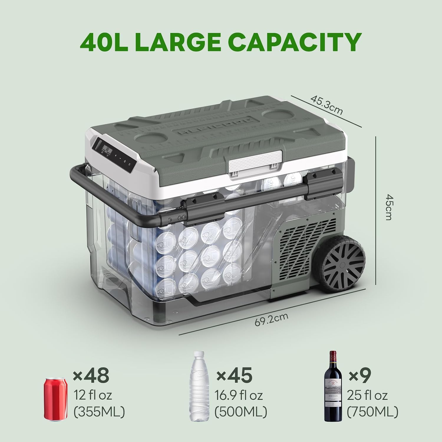 Thumbnail 1 de Alpicool 40L Car Refrigerator with APP Control – Dual Zone Portable 12V/24V Cooler