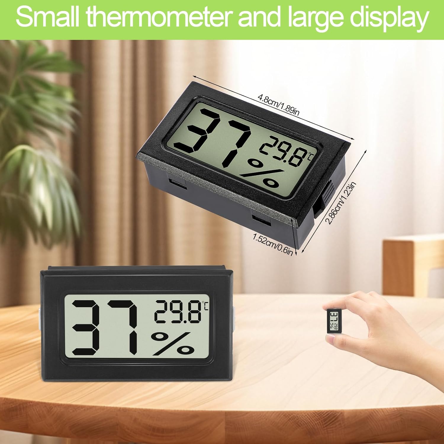 Detalle de Farerkass Hygrometer – kompaktes Digitalthermometer mit LCD-Display für Innenräume