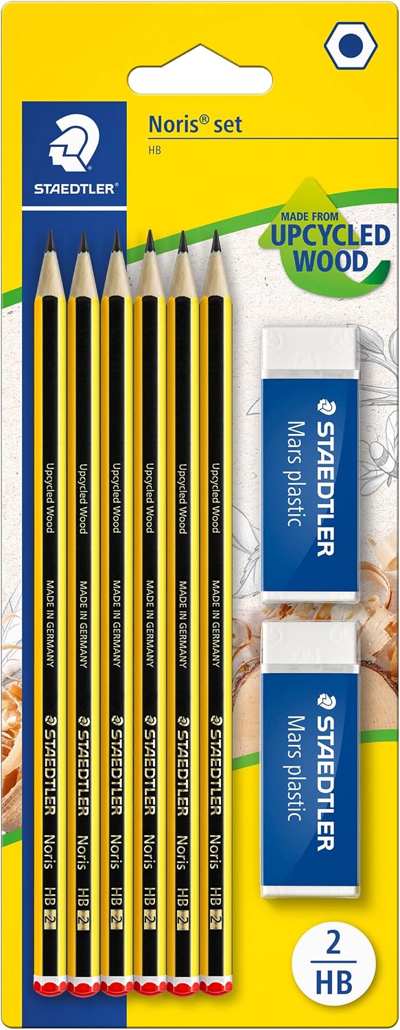 Detalle de STAEDTLER Set di matite Noris 120: HB upcycled con 6 matite e 2 gomme in blister