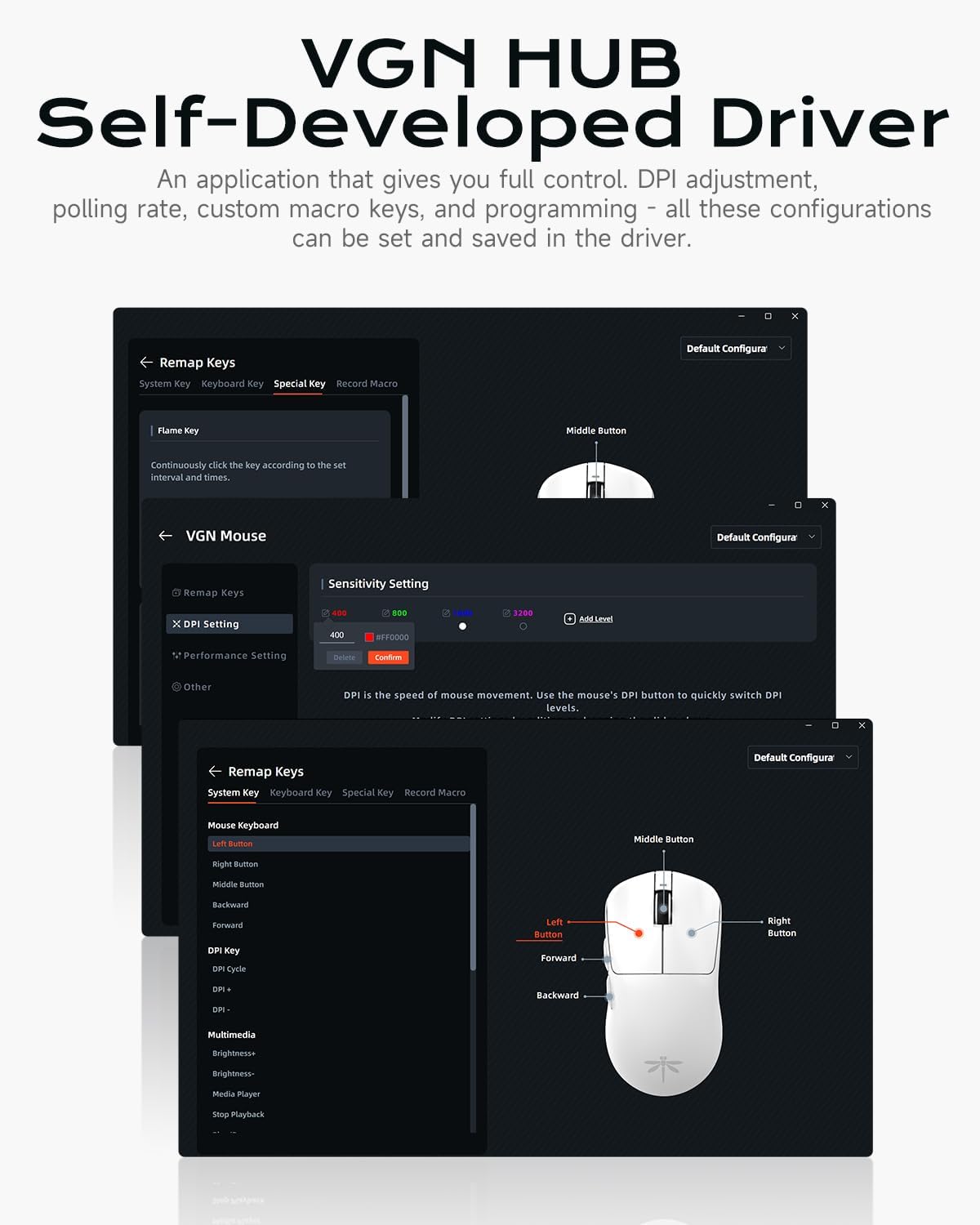 Thumbnail 3 de VGN Dragonfly F1 Pro Wireless Gaming Mouse (49g, PAW3395, up to 26K DPI) — White