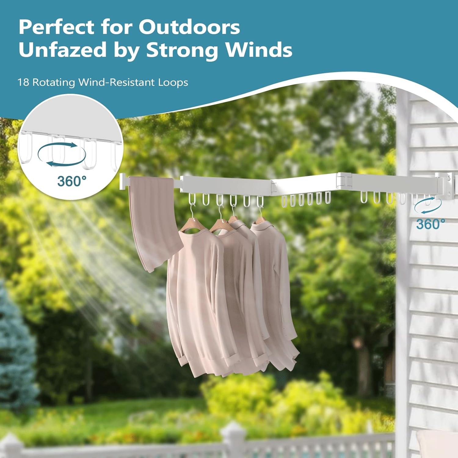 Thumbnail 3 de JAUREE Wall Mounted Drying Rack with 18 Hooks