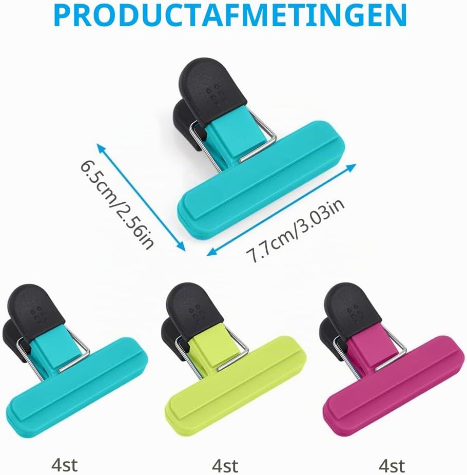 Detalle 1 de AUAUY M1-3408968 voedselclips, 12 kleine zakclips van 7,7 x 6,5 cm