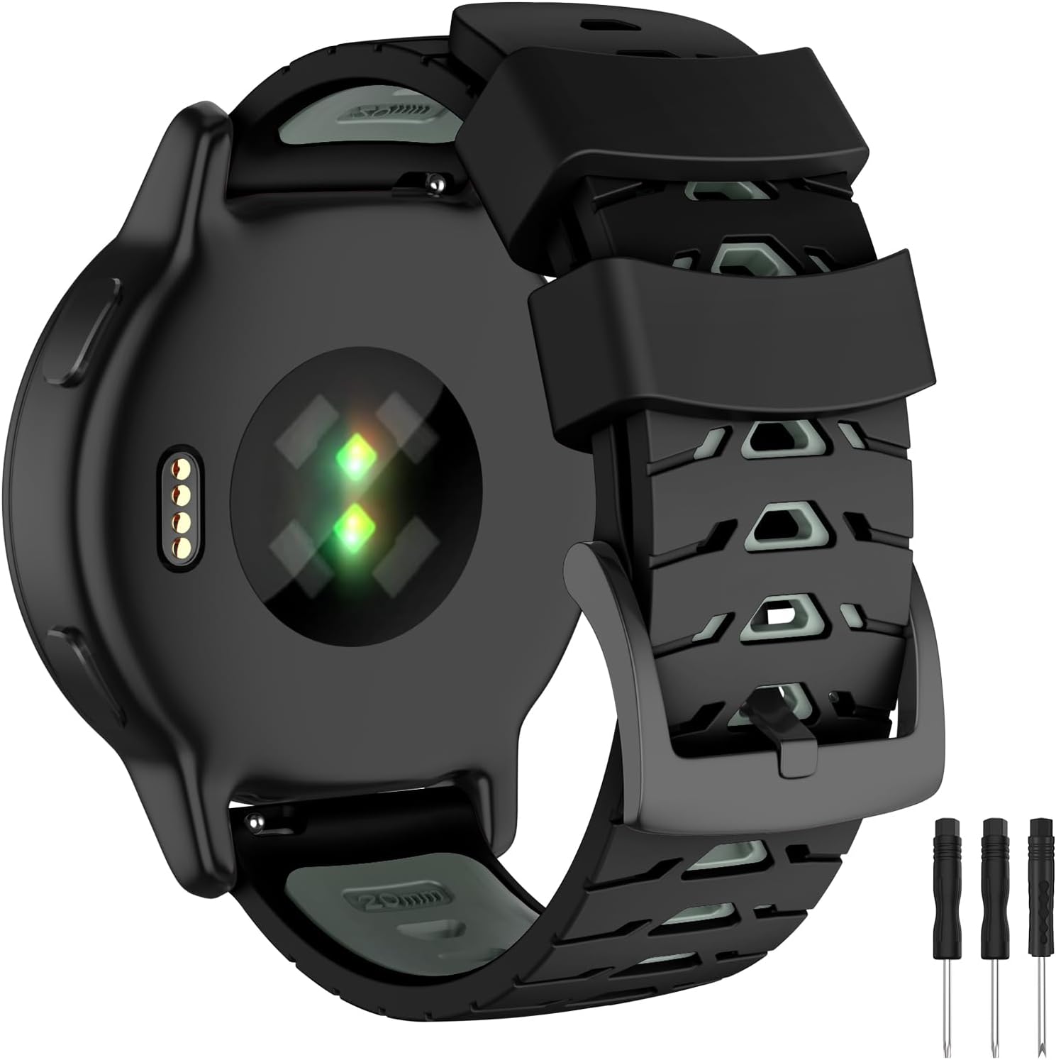Detalle de OVERSTEP 20mm Silicone Replacement Strap for Garmin: Versatile, Durable Comfort
