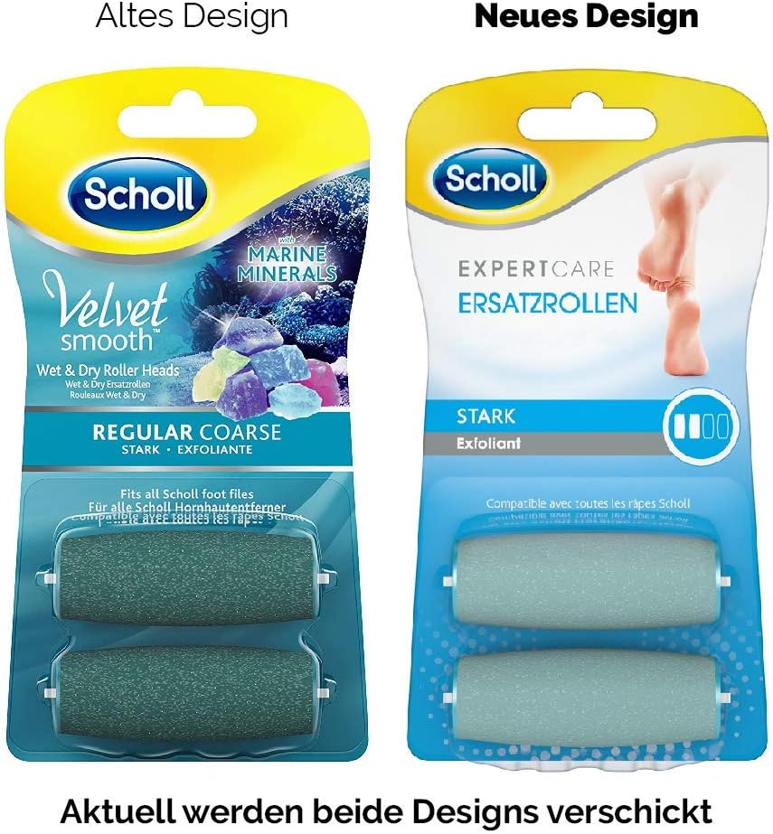 Detalle de Scholl Expert Care Wet & Dry Ersatzrollen Stark – Nachfüller für elektrische Hornhautentferner (2 Rollen) mit Meeresmineralien