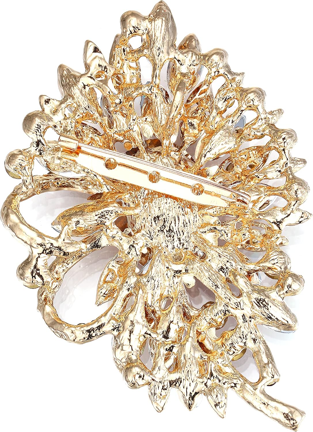 Detalle de Clearine Stunning Strass Cristalli Marquise Grande Fiore Arco Spille Sciarpa Decorazione – Spilla per Matrimonio e Party