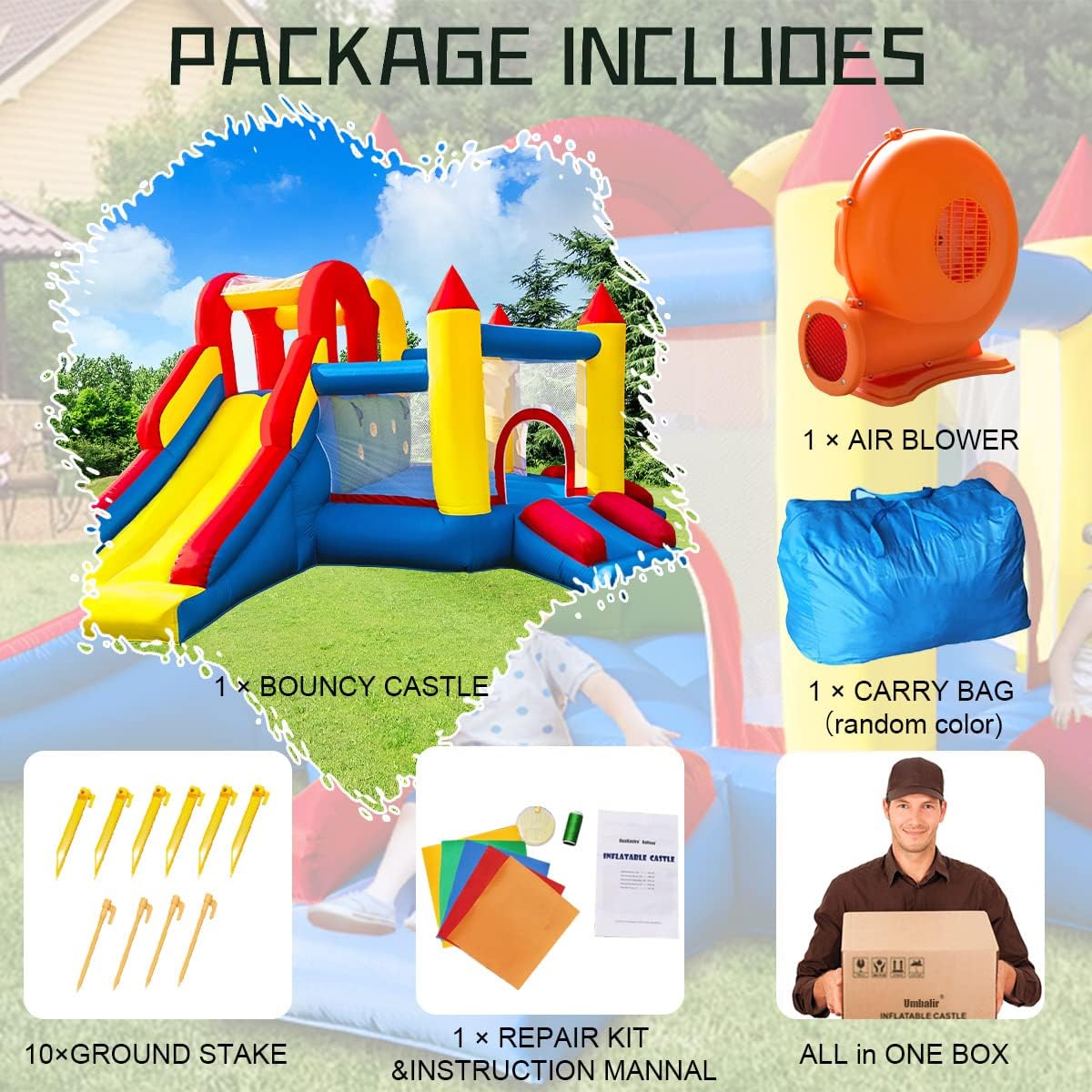 Thumbnail 6 de Baralir Bouncy Castle with 3 Slides — Inflatable Jump Centre for Kids (Indoor & Outdoor)