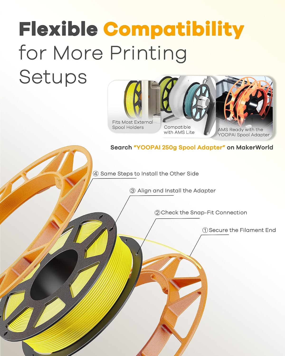 Detalle de PLA+ 3D Printing Filament Bundle, 8 x 250g Spools