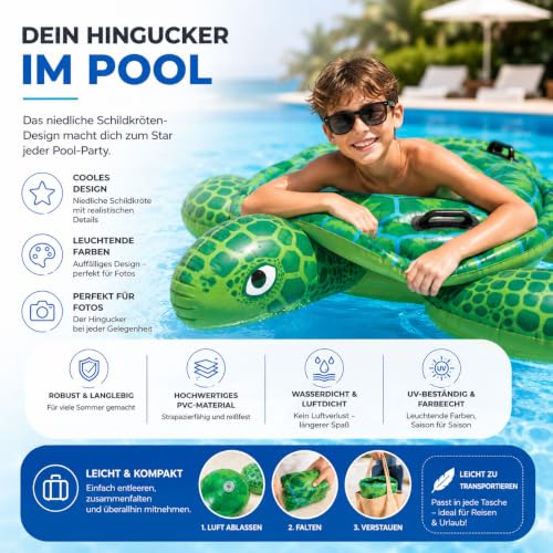 Detalle de XXL Schildkröte aufblasbar Schwimmring grün Ø 150 cm – TK Gruppe Timo Klingler
