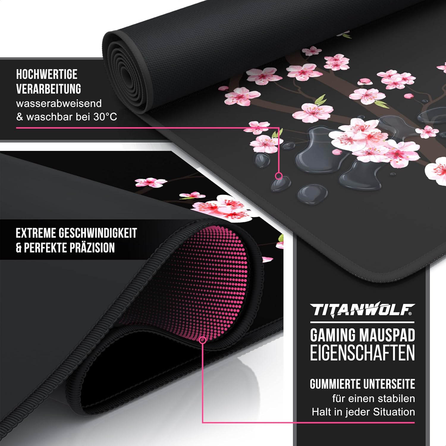 Detalle de TITANWOLF XXL Speed Gaming Mauspad 900 x 400 mm