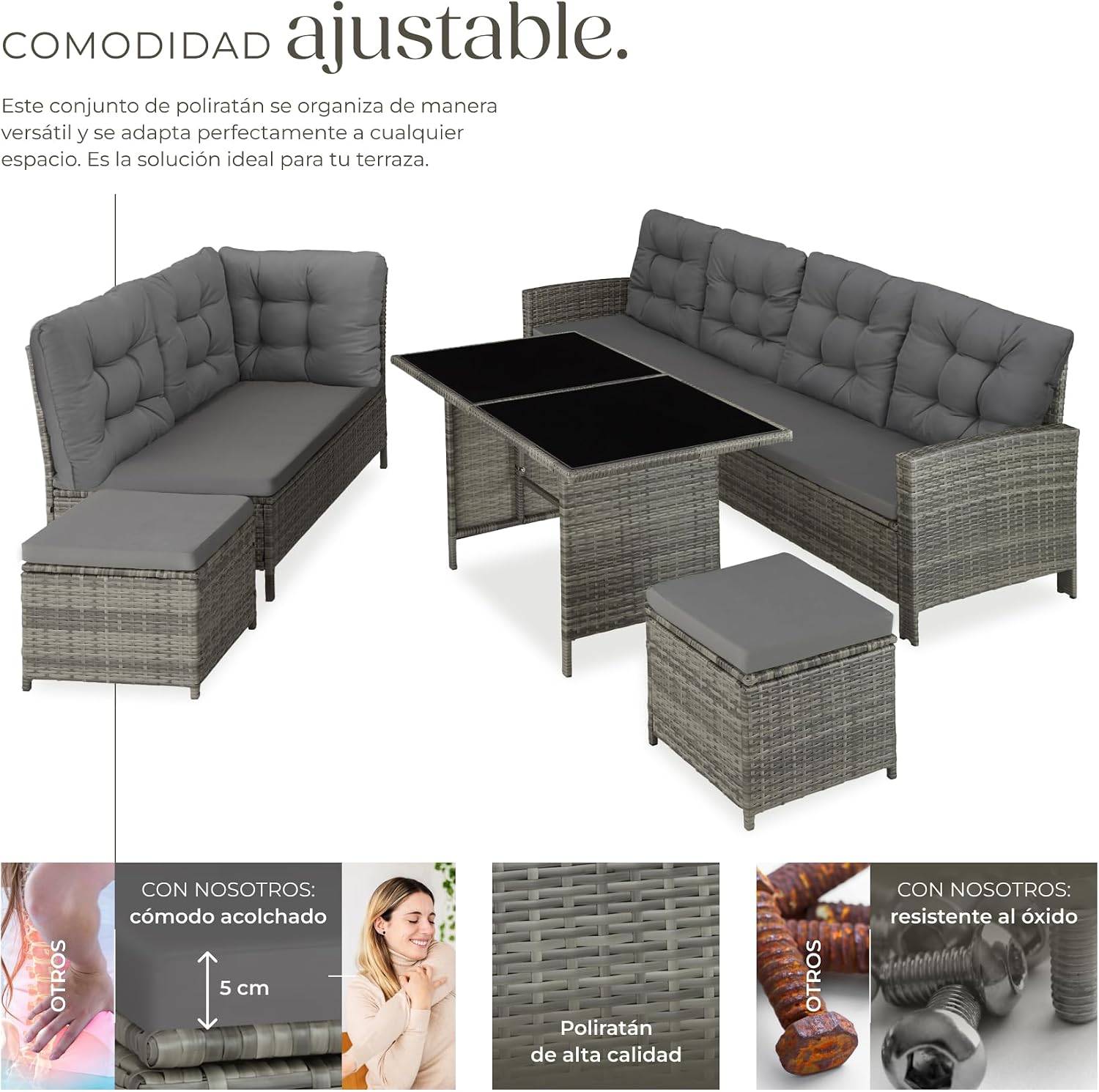 Detalle de tectake Conjunto jardín 5 piezas resistente a la intemperie