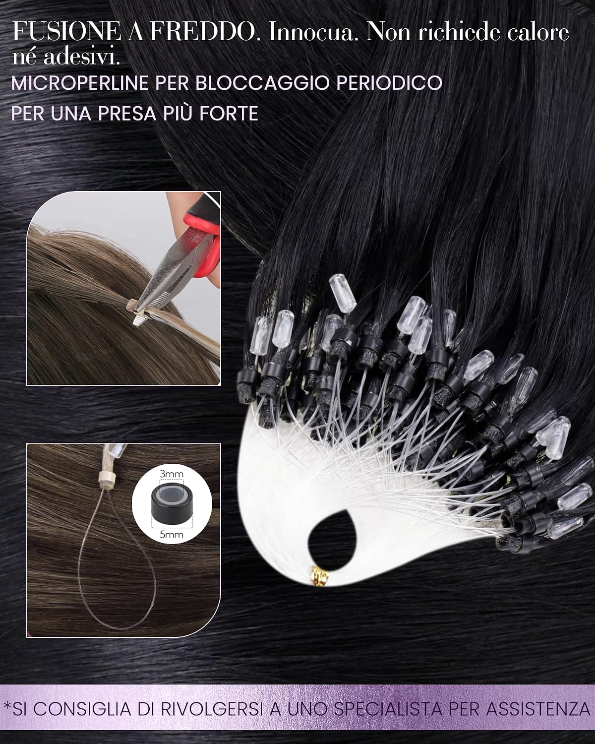 Detalle de LaaVoo extension microring capelli veri 50 g